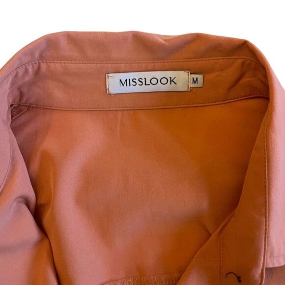 MISSLOOK Button Up Peach Shirt Dress Size M - Picture 6 of 6